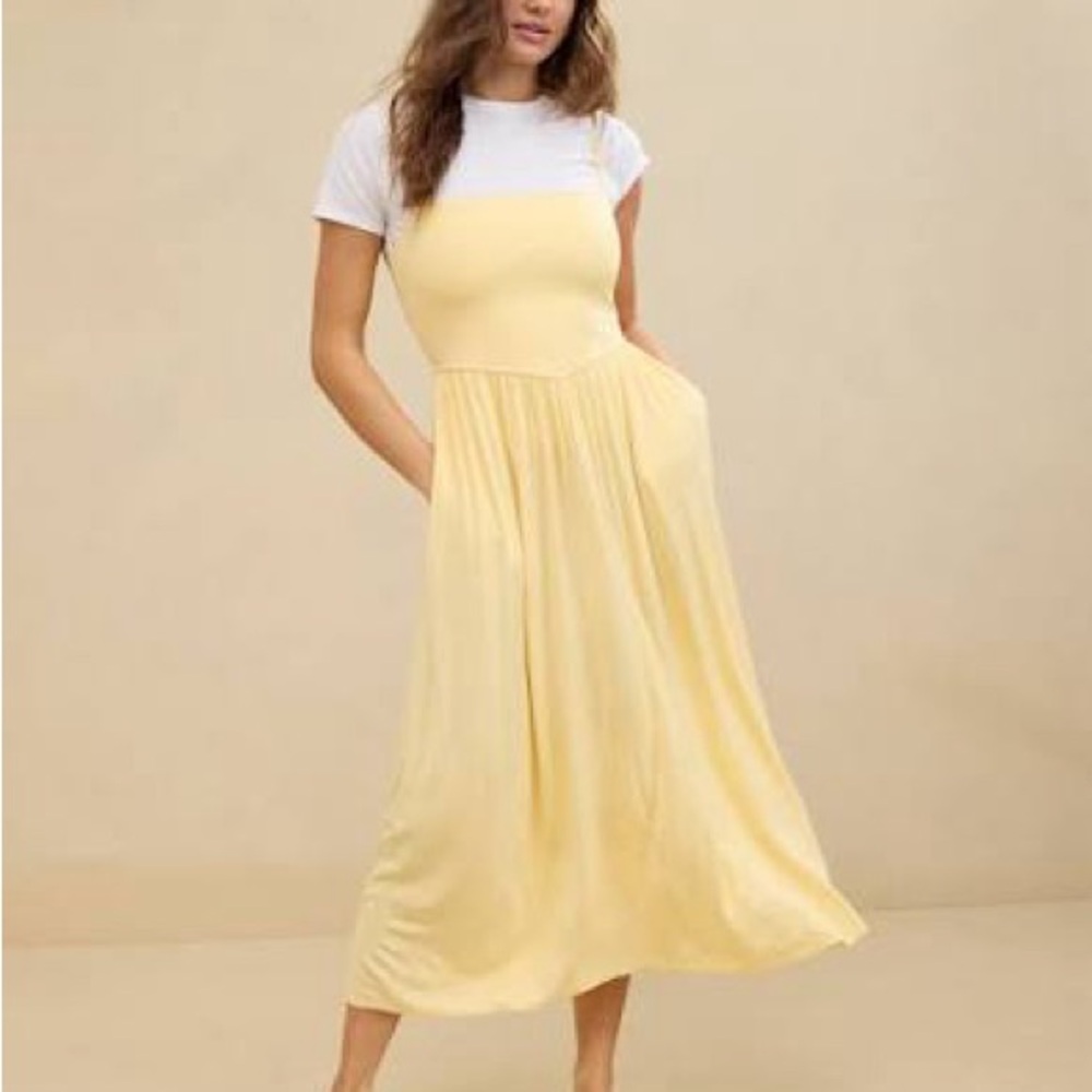 Aerie Butter Yellow Midi Dress Plus Size XXL Never Worn Like New